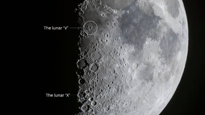See a colossal 'X' and 'V' appear on the moon after sunset tonight