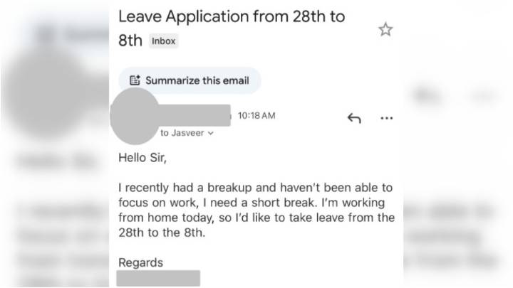 Gurgaon CEO calls employee's breakup leave mail 'most honest request', approves