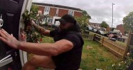 Terrifying moment brothers smash woman's home and tear off doorbell in broad daylight