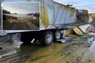 Illinois truck overturns spilling apple sauce over I57 highway
