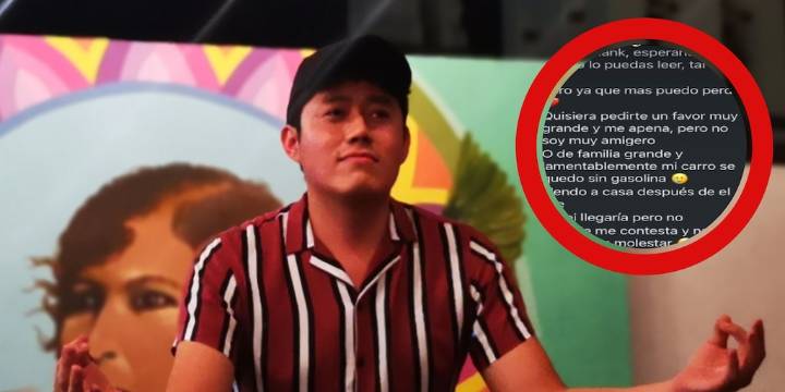 Joven pide apoyo para ponerle gasolina a su carro e influencer le da 2 mil pesos