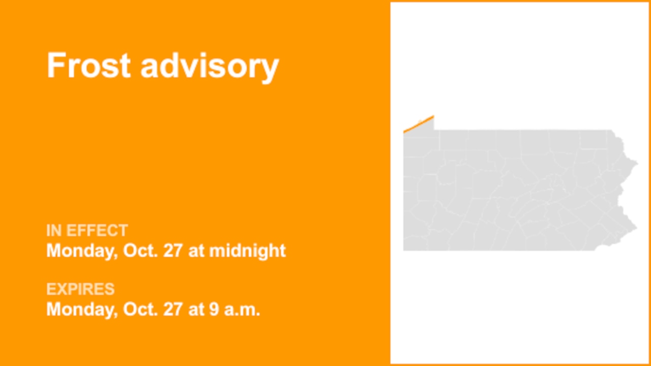 Northern Erie under a frost advisory Monday – temperatures to drop to 26