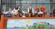 Cast of His Majesty's Theatre pantomime take open