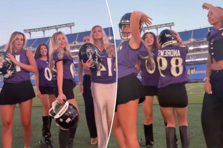 Ravens WAGs dress up as their boyfriends for 'TNF'