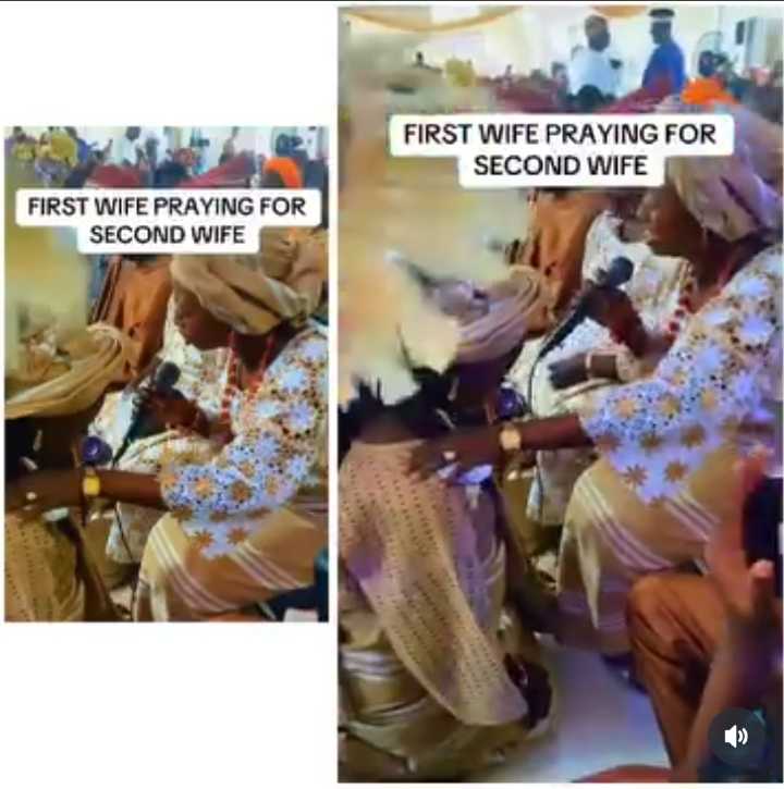 Watch viral video of first wife praying for her husband’s new bride on their wedding day