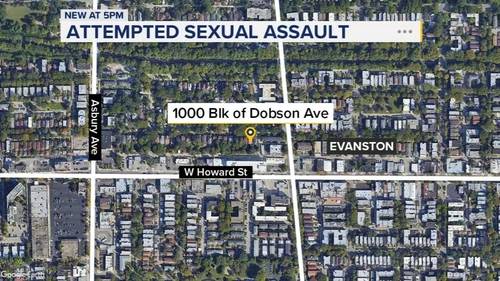 Attempted sexual assault suspect attacks woman in 1000-block of Dobson Avenue in Evanston, Illinois: police department
