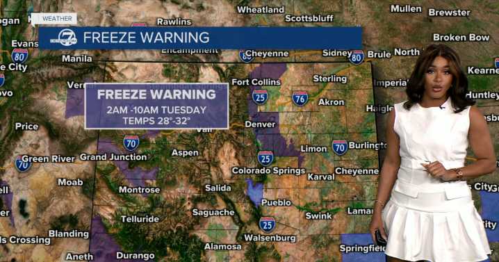 Freeze warning issued along the Front Range Monday, Tuesday night
