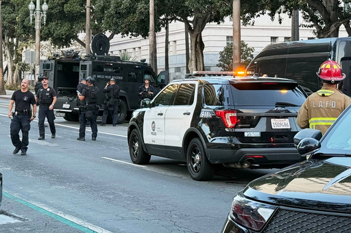 LA City Hall evacuated after car crashes into building's steps and the driver is in police custody
