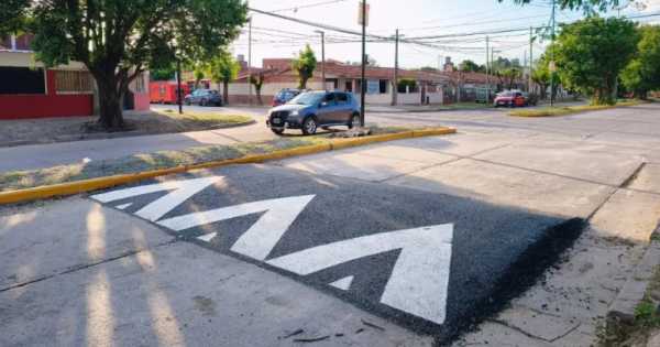 B° San Remo: colocan nuevos reductores de velocidad para proteger a peatones y conductores