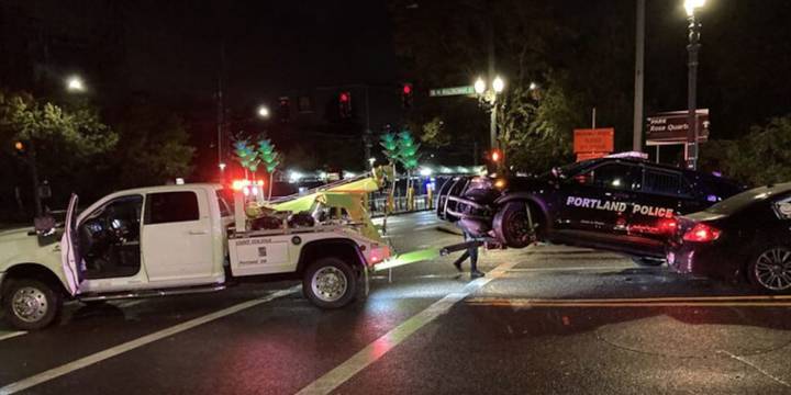 Police: Driver arrested after hitting patrol car during street takeover event in NE Portland