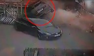 Dramatic moment Range Rover ploughs into beer garden
