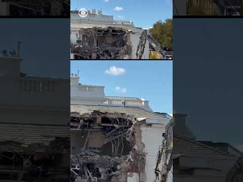 White House begins demolishing part of East Wing facade to prepare for Trump’s new ballroom #shorts