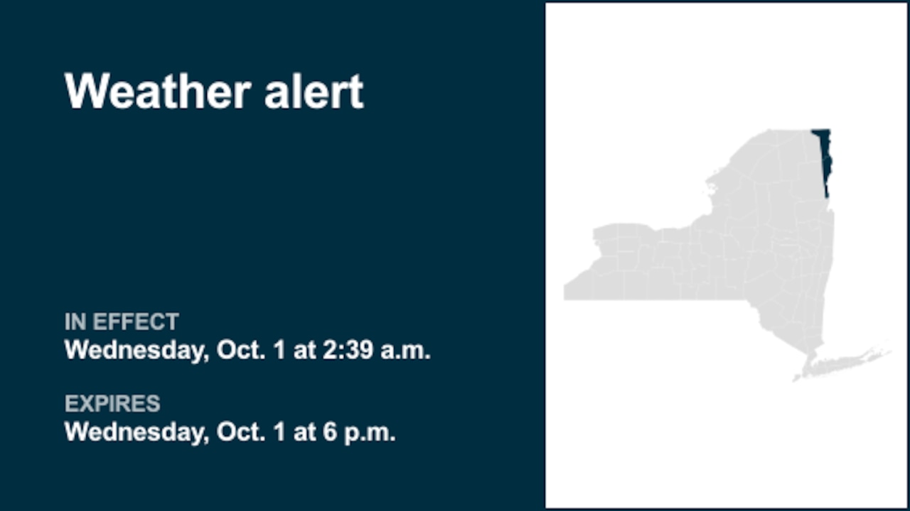 NY weather: Weather alert issued for Clinton and Essex counties until Wednesday evening