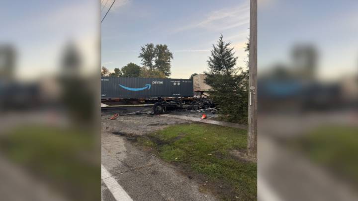 Semi and train crash in Mentone Wednesday morning