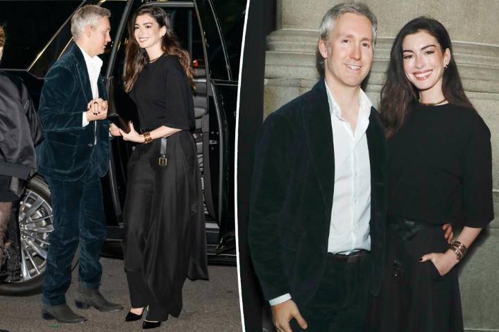 Anne Hathaway enjoys rare public date night with husband Adam Shulman in NYC