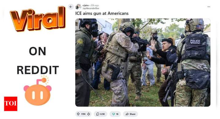 'ICE aims gun at Americans': Is the viral Reddit photo real?