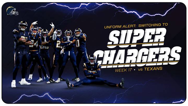 Chargers All-Navy Uniforms Returning for Super Chargers Game vs. Texans