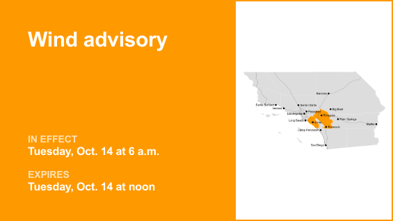 Wind advisory for Riverside County until Tuesday midday