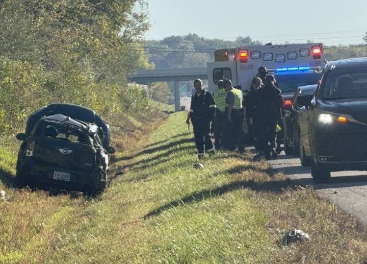 Mini Cooper damaged in I-76 rollover, driver injured