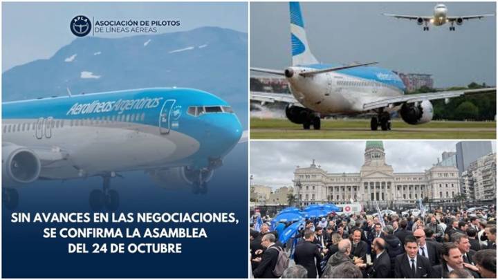 Aerolíneas Argentinas: asambleas de pilotos en defensa del salario, convenio y seguridad aérea