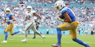 Chargers’ Jim Harbaugh has hilarious reaction to Justin Herbert’s insane play on final drive