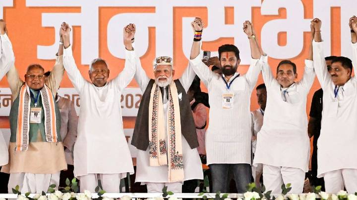 Modi brings full NDA brass to Bihar; INDIA bloc leans on Tejashwi as Rahul stays off stage