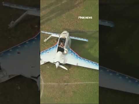 WATCH: Small plane makes emergency landing, injuring a pedestrian #shorts #usnews #planes