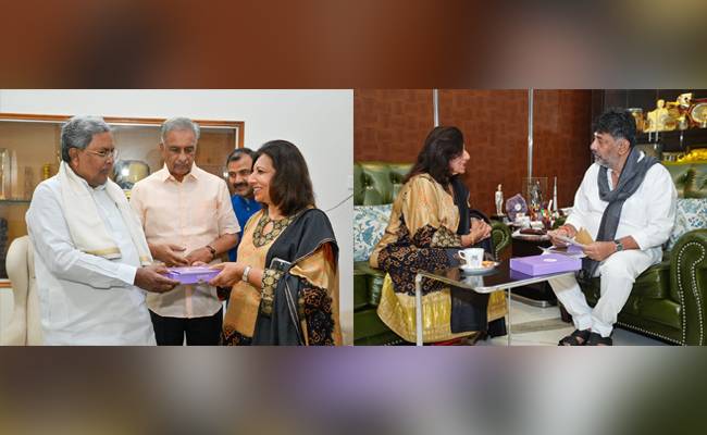 Kiran Mazumdar-Shaw meets CM Siddaramaiah, Deputy CM Shivakumar