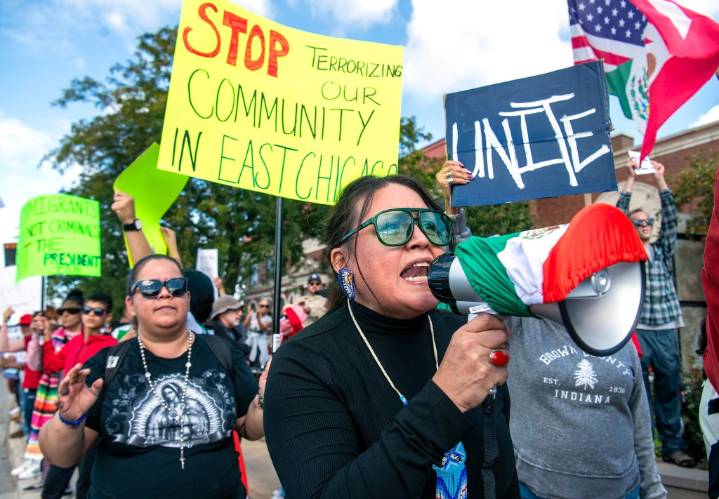 Hundreds gather in East Chicago to protest immigration arrests