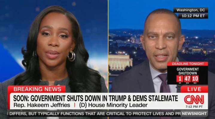 Hakeem Jeffries Says ‘Trump 2028’ Hats ‘Randomly Appeared’ During Meeting