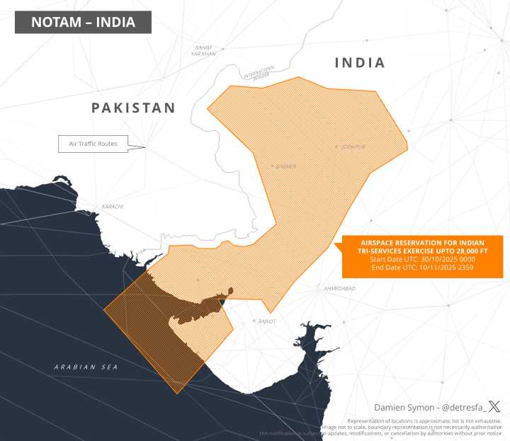 India issues NOTAM for major tri-services exercise in Gujarat, Rajasthan near Pak border