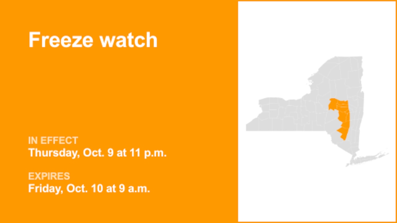 NY weather: Freeze watch in place for New York for Thursday and Friday