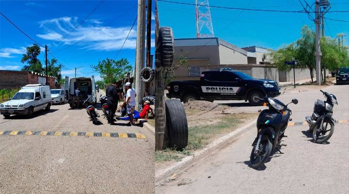 Fuerte choque de motos frente a un colegio en Añatuya dejó cuatro heridos