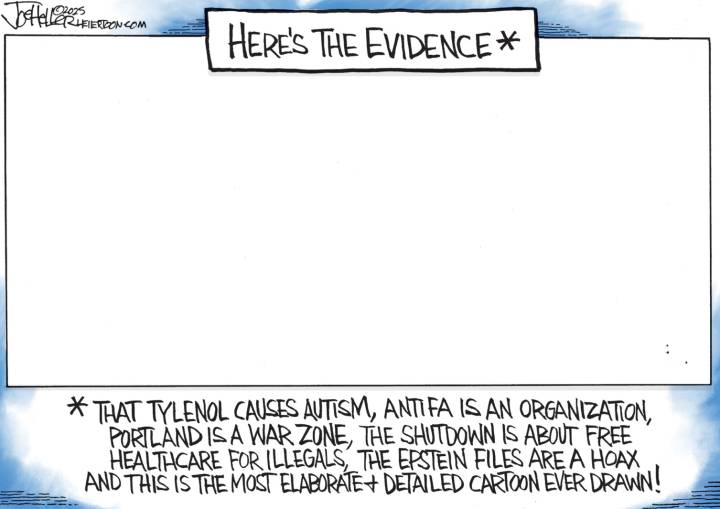 Editorial cartoon for Sunday, Oct. 12, 2025