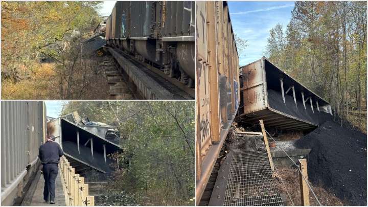 CSX train derails, sending 5 coal cars, 2 locomotives off tracks into wetlands in New Kent