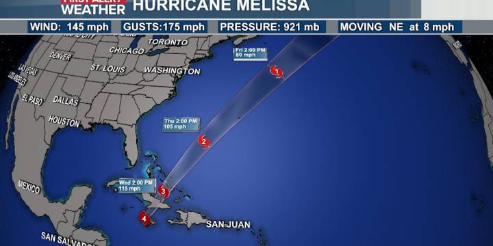 Melissa a little weaker after passing Jamaica