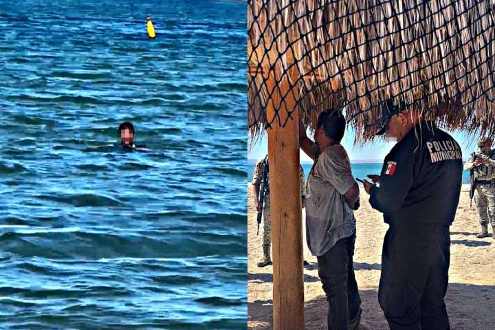 Hombre fue detenido tras alterar el orden en playa El Manglito, en La Paz; fue vigilado con dron
