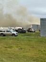 Crews respond to warehouse on fire in Hoople, ND