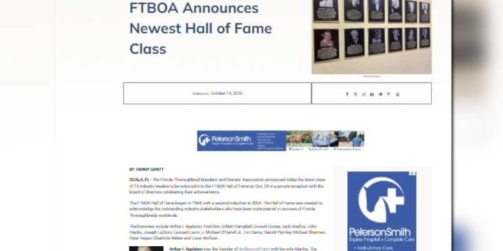 Florida Thoroughbred Breeders’ and Owners’ Association announces 2025 hall of fame class
