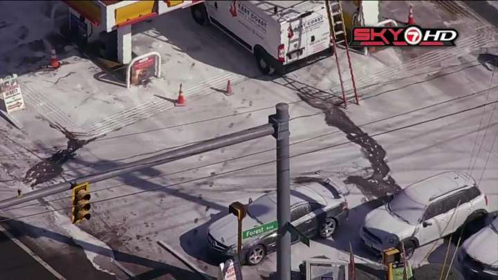 Brockton gas station fire leaves cars coated in flame impeding powder