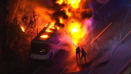 New Jersey Transit bus turns into fireball on New Jersey Turnpike in Secaucus