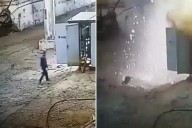 Video: hombre es derribado al suelo tras explosión de subestación eléctrica que intentó usar como baño