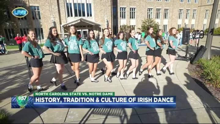 Notre Dame and Saint Mary's Irish Dance Team stops by ABC57 Kickoff