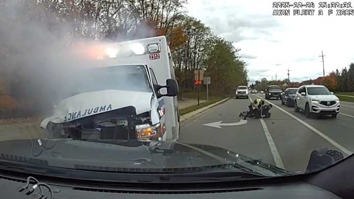 Dash camera video of Novi man stealing ambulance, crashing and resisting police