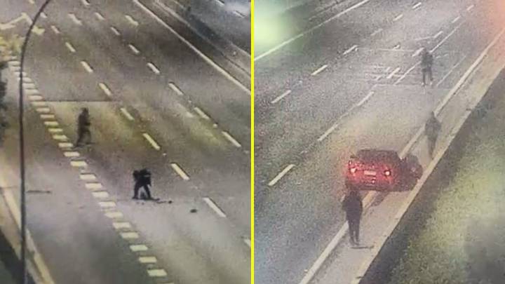 Alerta por nuevo método delictual: Sujetos ponen "barricadas" al interior de autopista para poder asaltar a los conductores