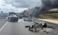 Choque entre pipa, camioneta y tractocamión provoca incendio y el cierre de autopista México