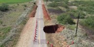 TxDOT crews are actively working on a nearly 70′ deep sinkhole near Paducah.