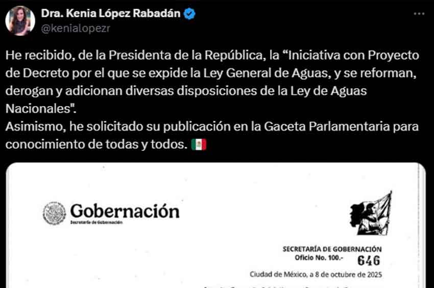 Recibe Cámara de Diputados iniciativa de la Presidencia para reformar la Ley General de Aguas