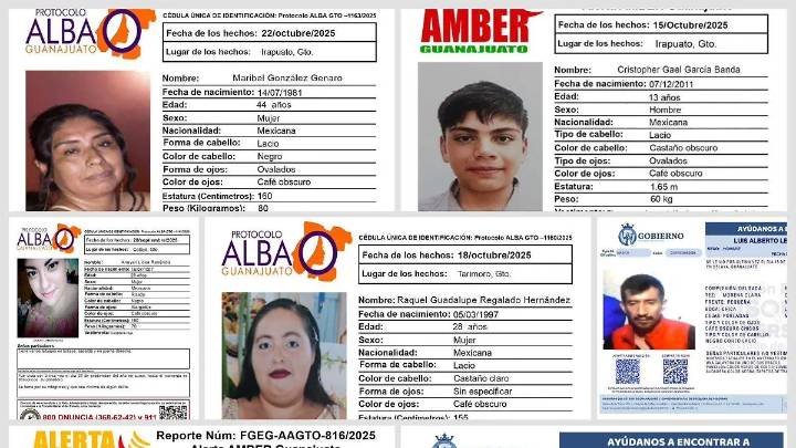Se activan Alertas Amber y Protocolos Alba en Guanajuato por desapariciones recientes
