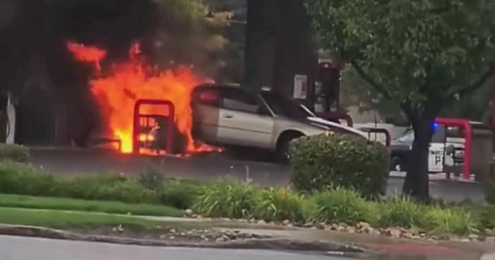 WATCH: Car theft suspect causes fire at Salt Lake City gas station, police say